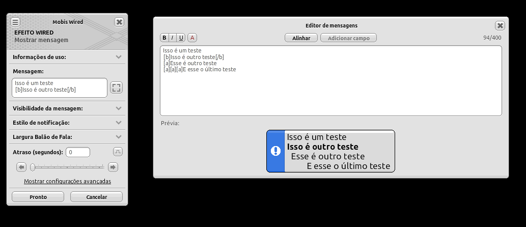 Editor avançado para textos exibidos na fala, baseado em uma sugestão de C5.